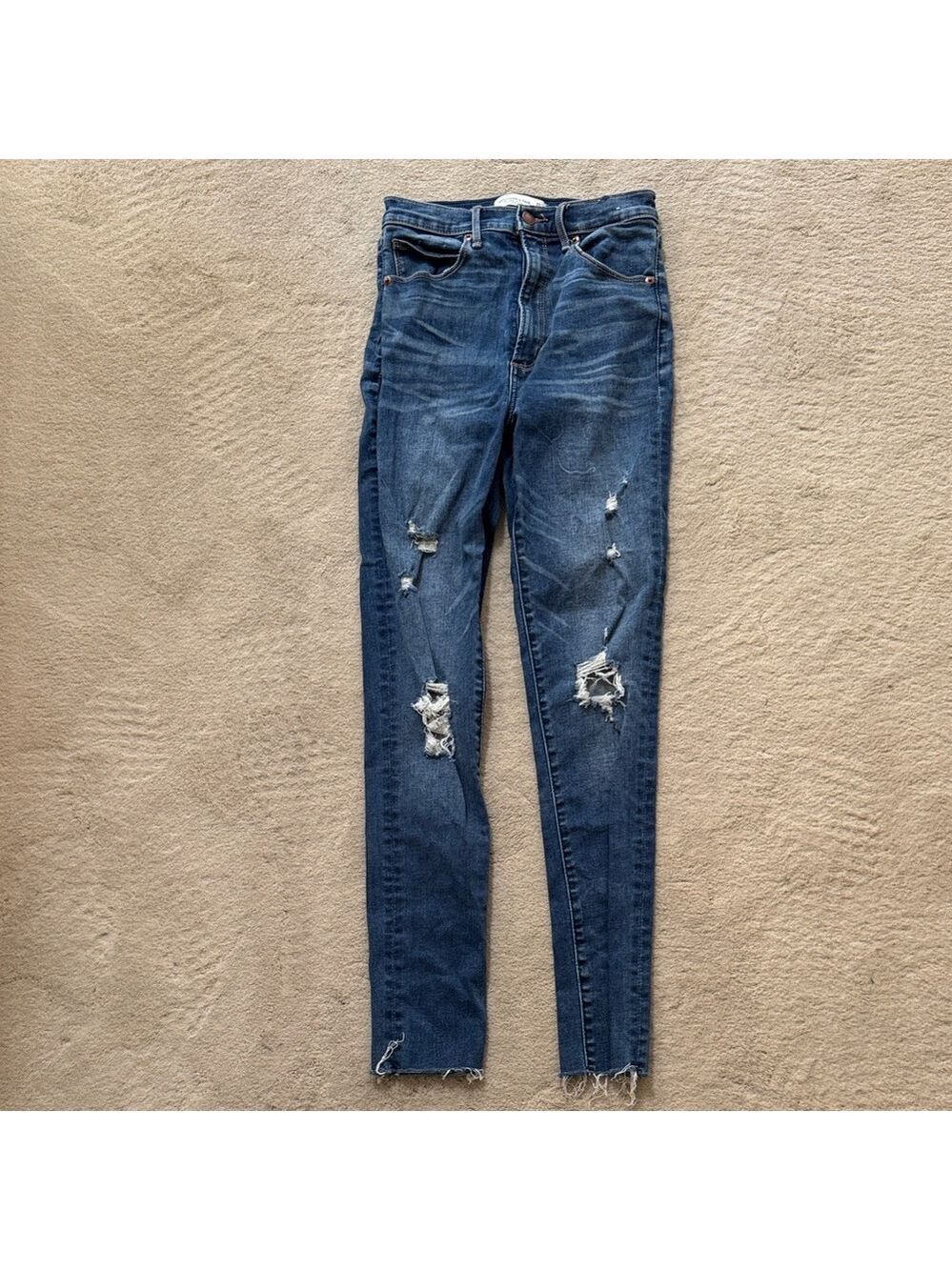Abercrombie & Fitch Dark Blue Distressed Skinny Jeans sz 27/4